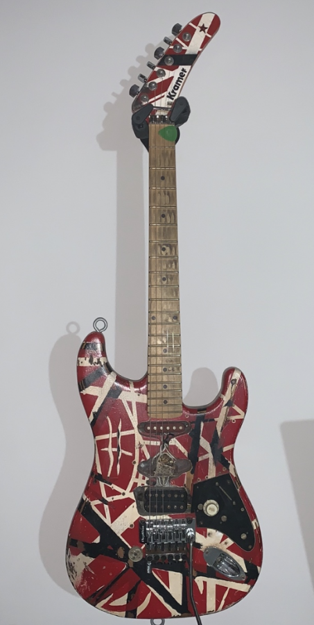 A model of Eddie Van Halens Frankenstein guitar. Made by John Calderon himself.