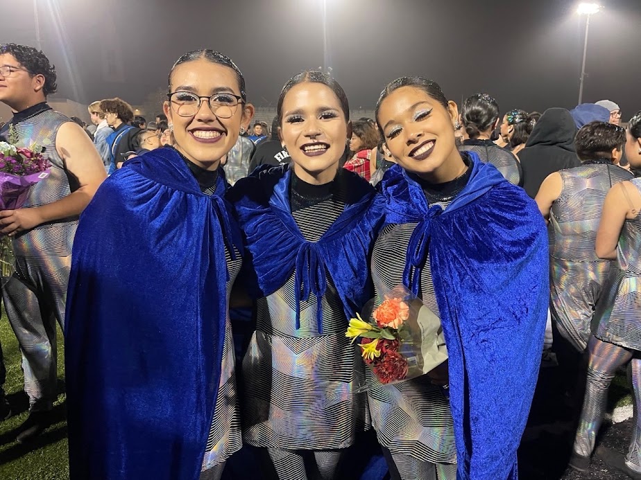 Colorguard Captains Sydney Martinez, Zoe Carlton, Janeane Gomez(left to right)